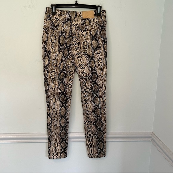 Zara Brown Snakeskin Print High Rise Skinny Pants Size 6 - Picture 4 of 9